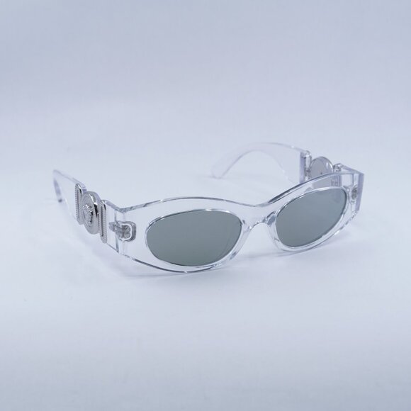 Versace VE4480U 148/30 Sunglasses Crystal Oval Frame, Green with Silver Lenses main image 5